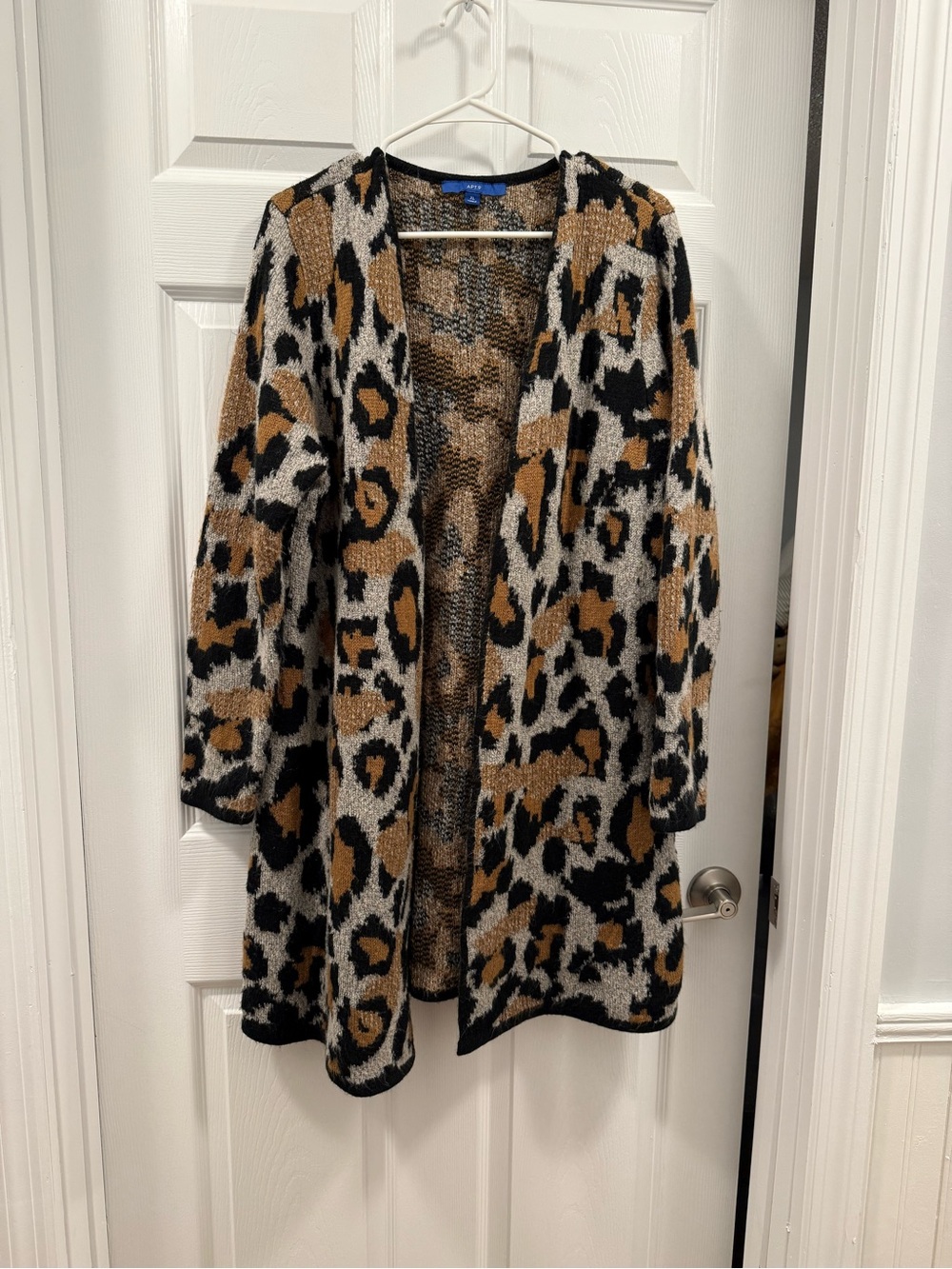 Apt 9 Women’s Long Leopard Print Open-Front Cardigan Sweater size XL